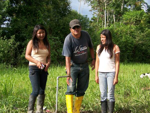 Photovoltaic water from Lorentz Germany pumps to supply drinking water Drinking water in Quechua Community - San José de Curaray in National Park Yasuni, Pastaza, Ecuador